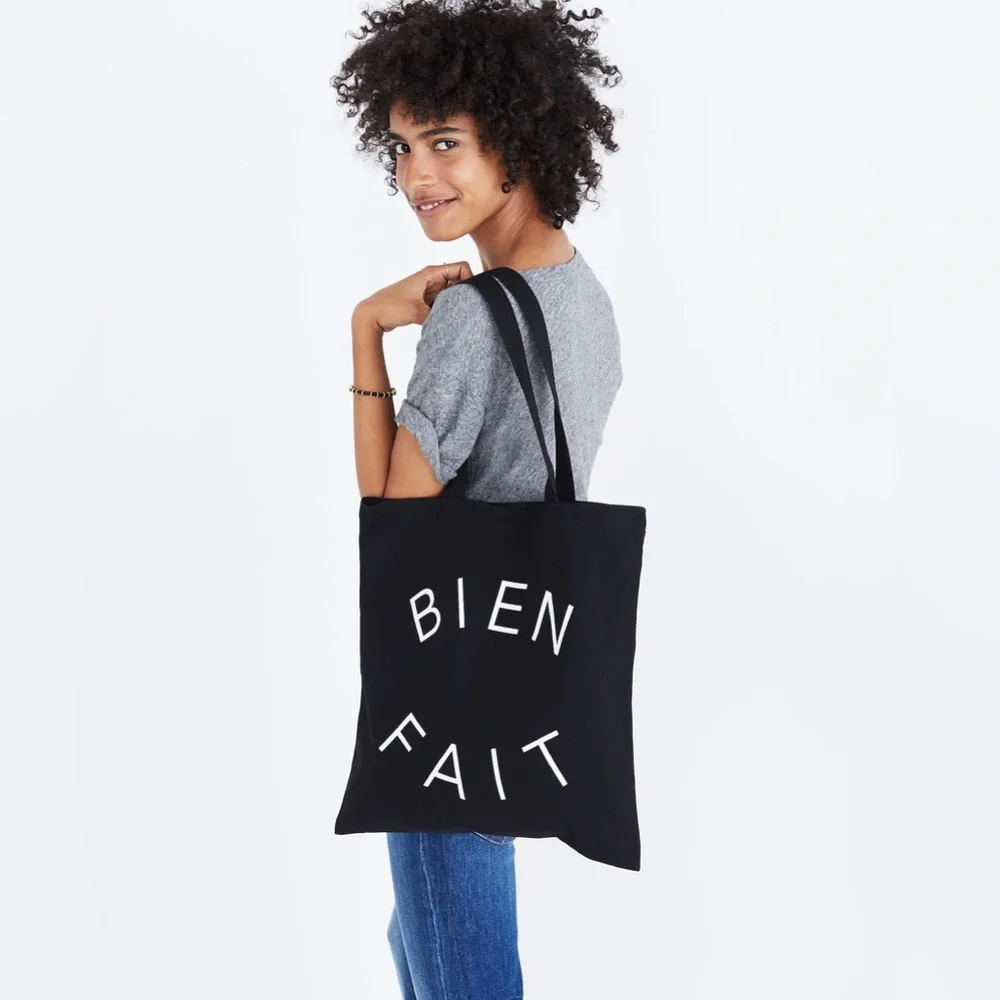 Madewell Bien Fait‎ Reusable Canvas Tote Bag Black Collegiate